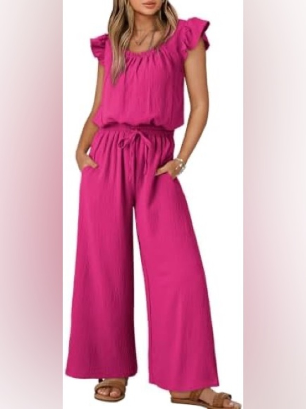 Women’s Wide-Leg Jumpsuit in Fuchsia Pink